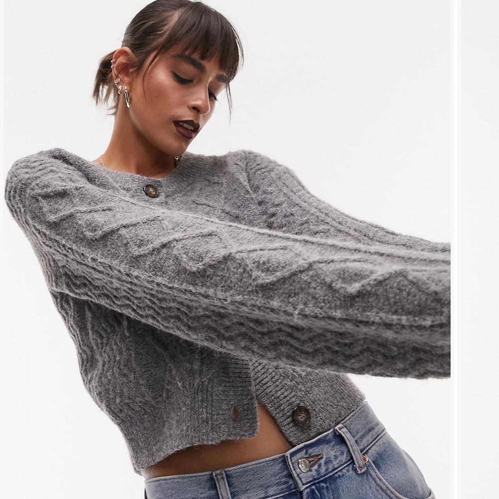 Topshop Cable-stitch Cardigan